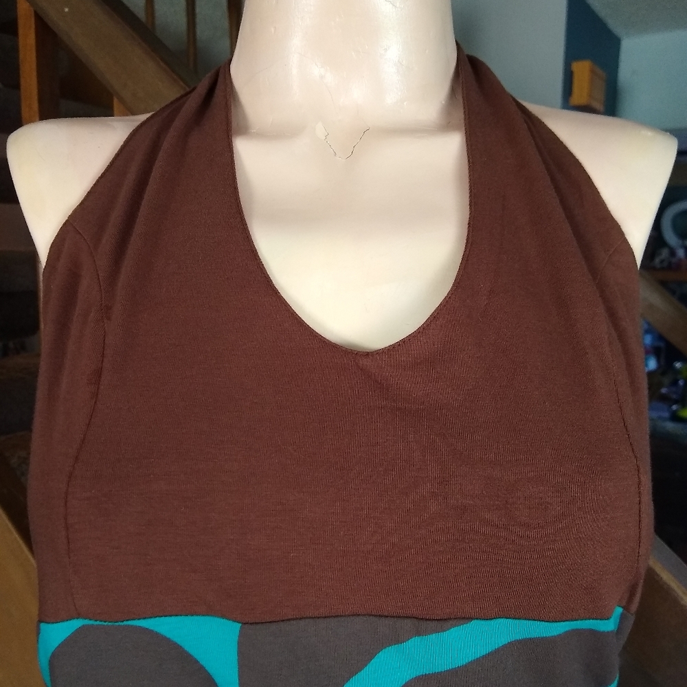 FEW NewZealand halter sun dress. Teal/chocolate